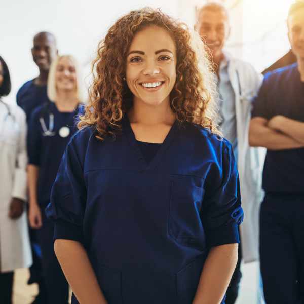 Health workers smiling